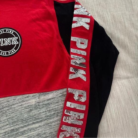 PINK Victoria's Secret Women's Red and Gray Long Sleeve Top - Picture 2 of 5